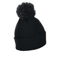 Snow PomPom Beanie BLK SR Klassisk lue med stor dusk